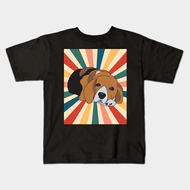 Cute Beagle Dog Breed 80s 90s Retro Style Vintage Design Animal Pet Kids T-Shirt by Inspirational And Motivational T-Shirts